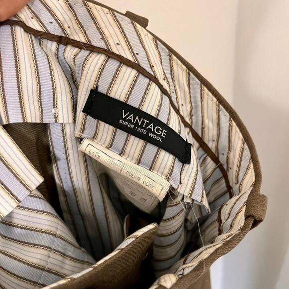 Paul Betenly Vantage Dress Pants Mens Size 34 Tan Super 120's Wool Classic - Picture 4 of 13